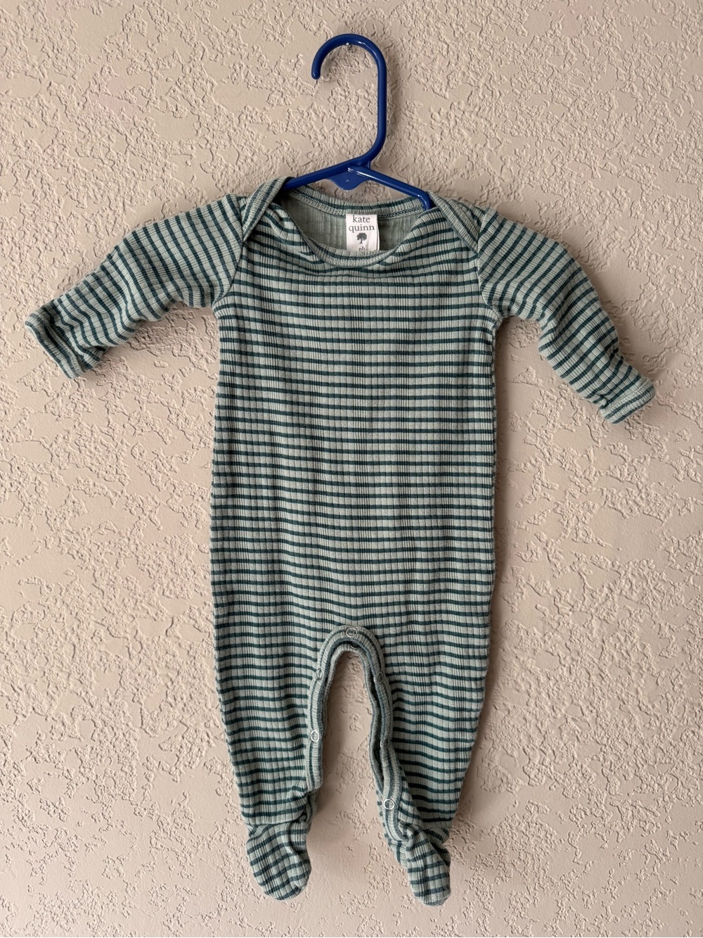 Kate Quinn Green Striped Footsie | Newborn